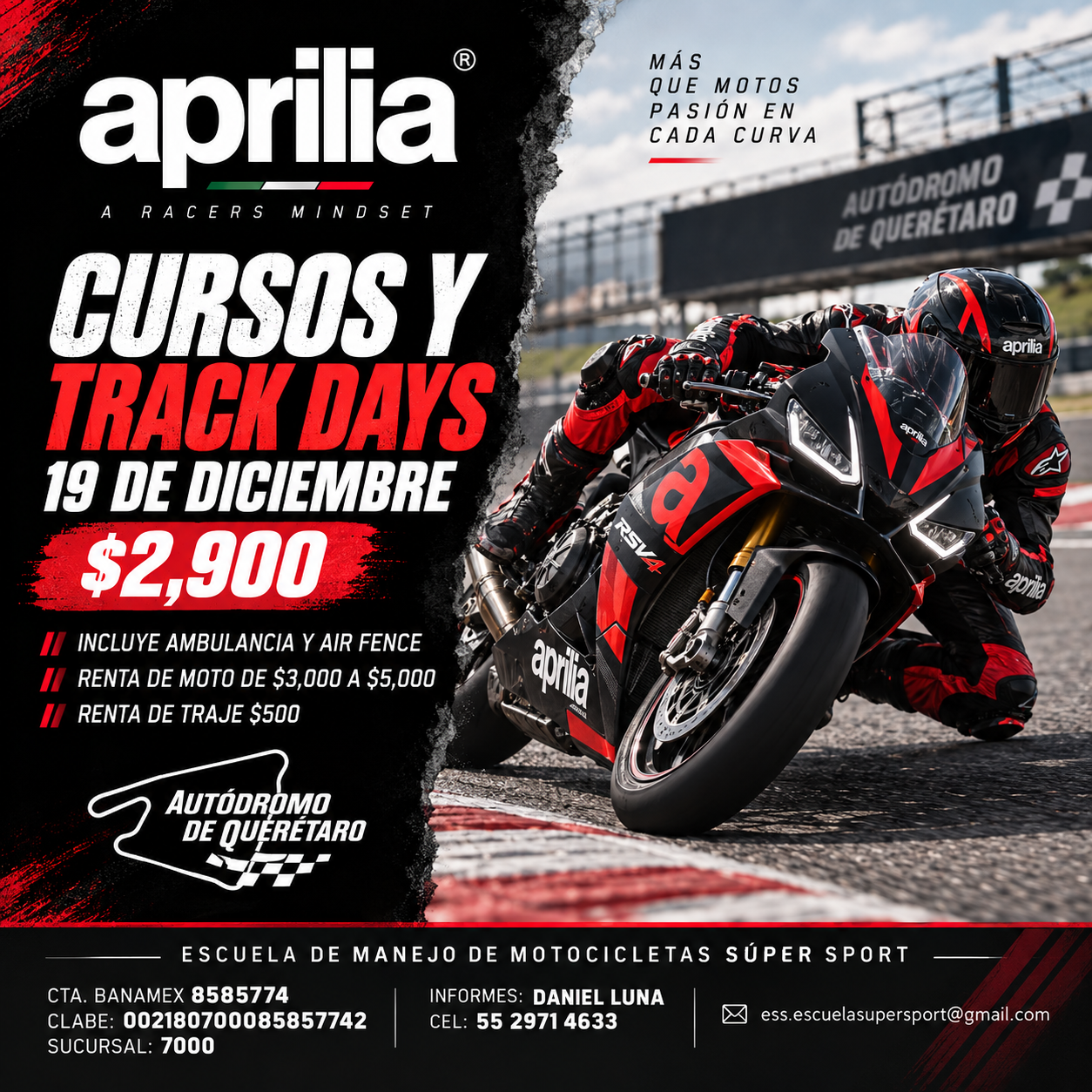 Curso y Track Day del 19 de diciembre