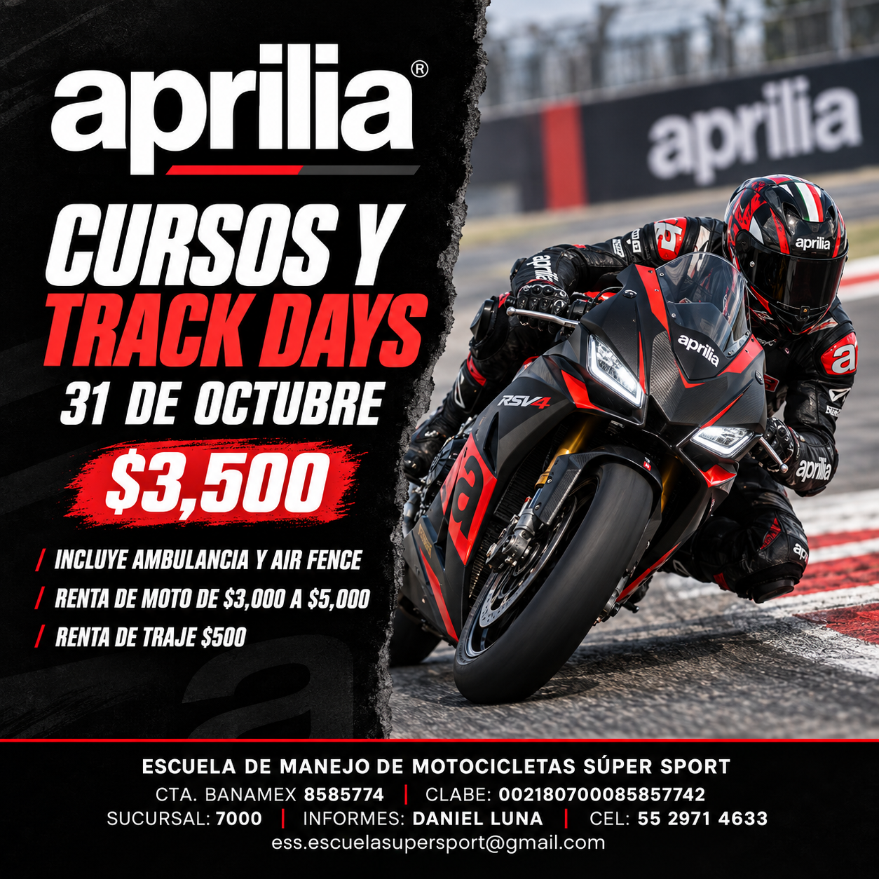 Curso y Track Day del 31 de octubre